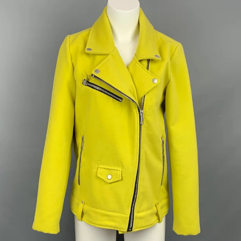 Exclusive Offers AVEC LES FILLES Size S Yellow Polyester Blend Biker Jacket