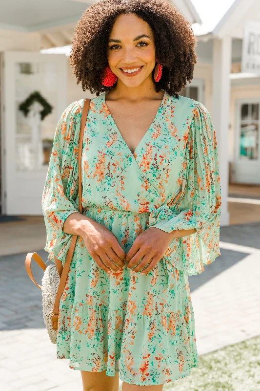 Price Rollback Picture It Sage Green Ditsy Floral Dress