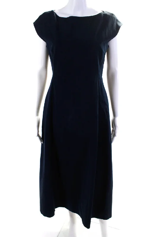 Price Drop Theory Womens Blue Navy Boat Neck Tulip Dress