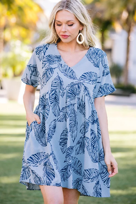 Shop and Save Cherish You Denim Blue Babydoll Dress