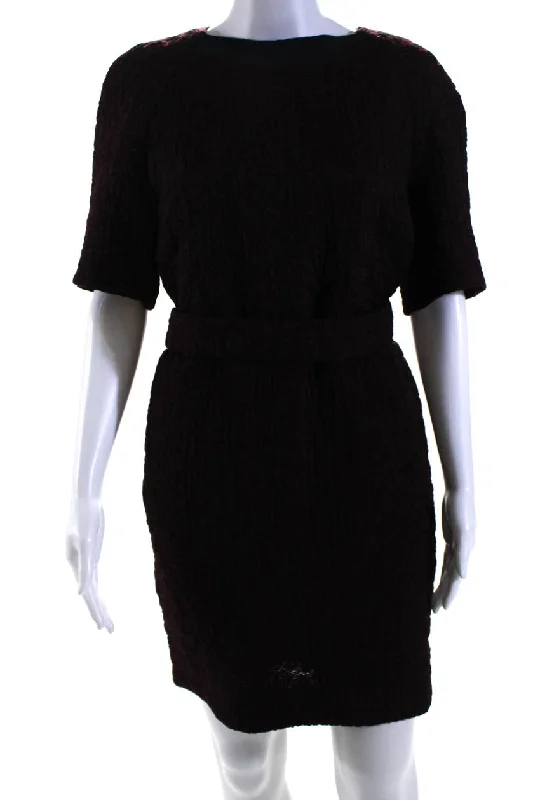 Special Savings Victoria Victoria Beckham Womens Short Sleeve Shift Dress Burgundy