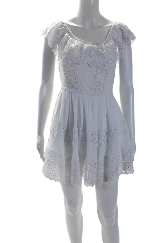 Overstock Charo Ruiz Womens Sleeveless Open Knit Knee Length Dress White