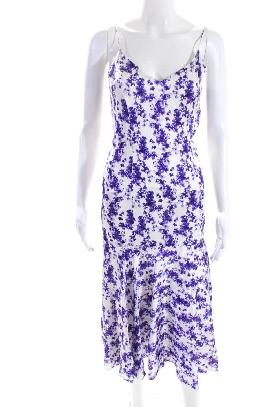 Buy Now Caroline Constas Womens Floral Print Kai Slip Dress White Purple