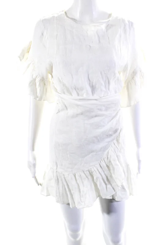 Hot Deal Isabel Marant Etoile Women's Short Sleeves Tiered Mini Dress White