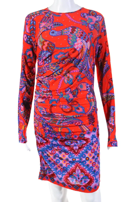 Deal Mania Dsquared2 Womens Paisley Mini Dress Orange