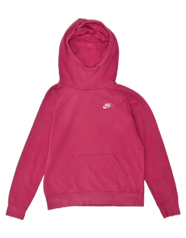Price Fest NIKE Womens Loose Fit Hoodie Jumper UK 14 Medium Pink Cotton