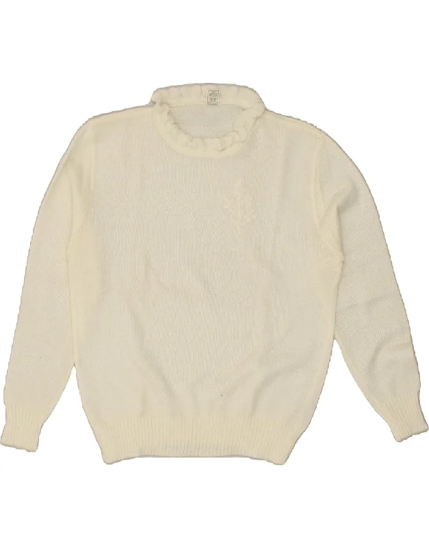 Price Break STEFANIA Womens Crew Neck Jumper Sweater UK 16 Large White Acrylic
