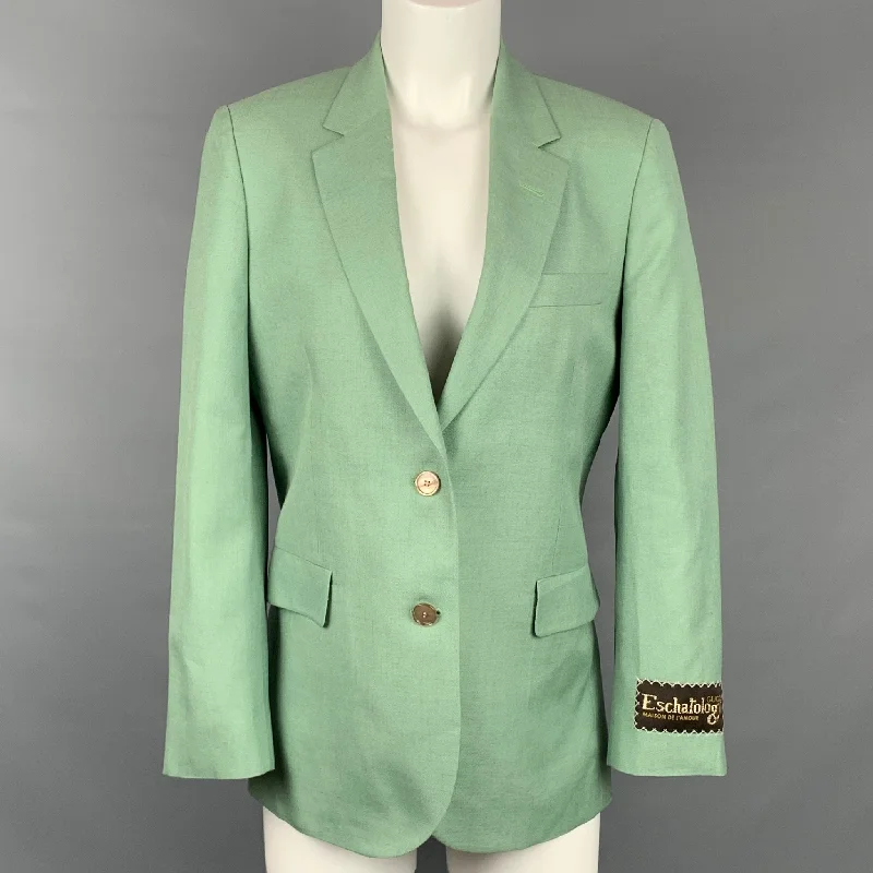 Price Reduction GUCCI Eschatology Size S Green Viscose / Linen Blend Notch Lapel Oversized Jacket