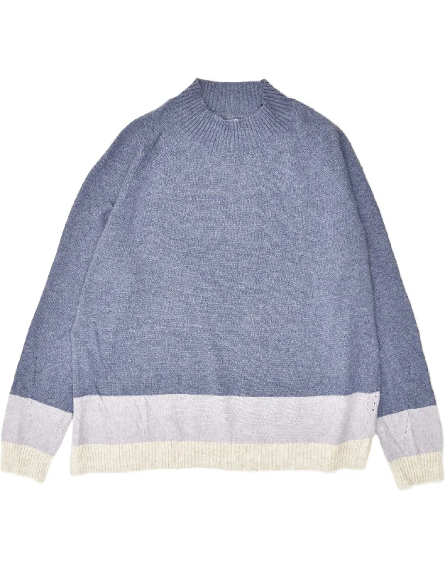 Exclusive Savings FAT FACE Womens Turtle Neck Jumper Sweater UK 18 XL  Navy Blue Colourblock