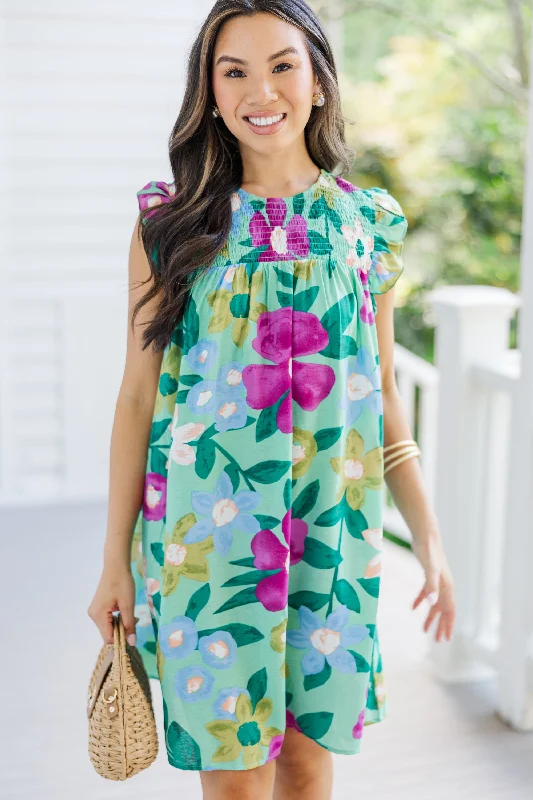 Exclusive Savings Longing For Love Sage Green Floral Ruffled Dress