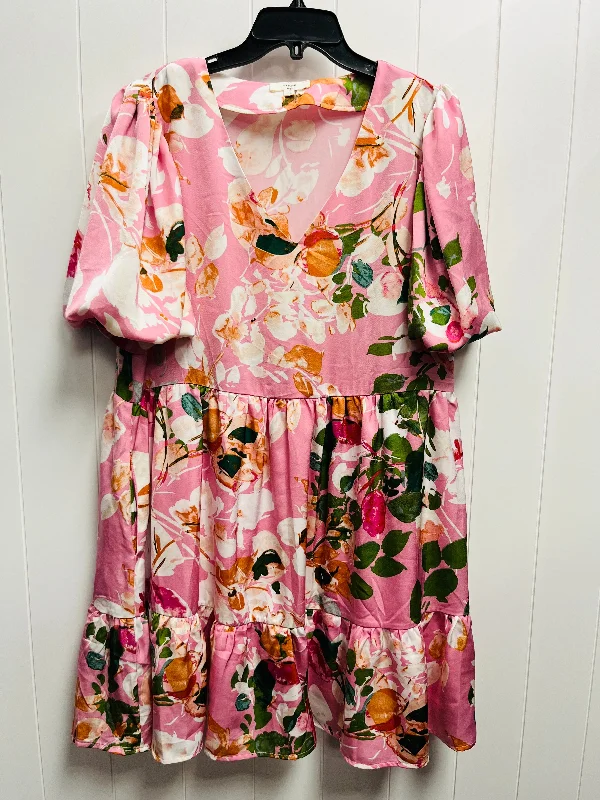 Special Discount Dress Casual Short By Entro In Orange & Pink, Size: Xl