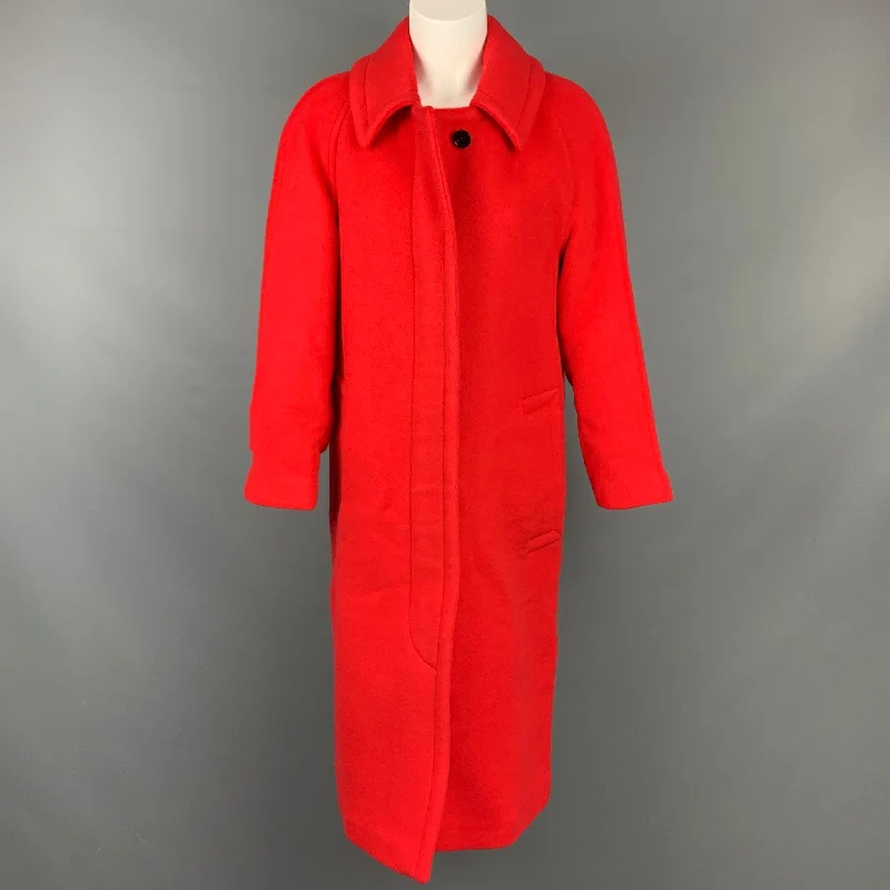 Limited Time Offer BURBERRY Size 0 Red Wool / Cashmere Hidden Placket  Coat