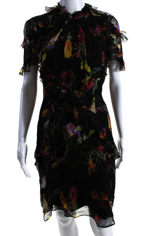 Early Bird Discount Jason Wu Womens Back Zip Crew Neck Floral Silk Chiffon Dress Black Early Bird Discount Jason Wu Womens Back Zip Crew Neck Floral Silk Chiffon Dress Black