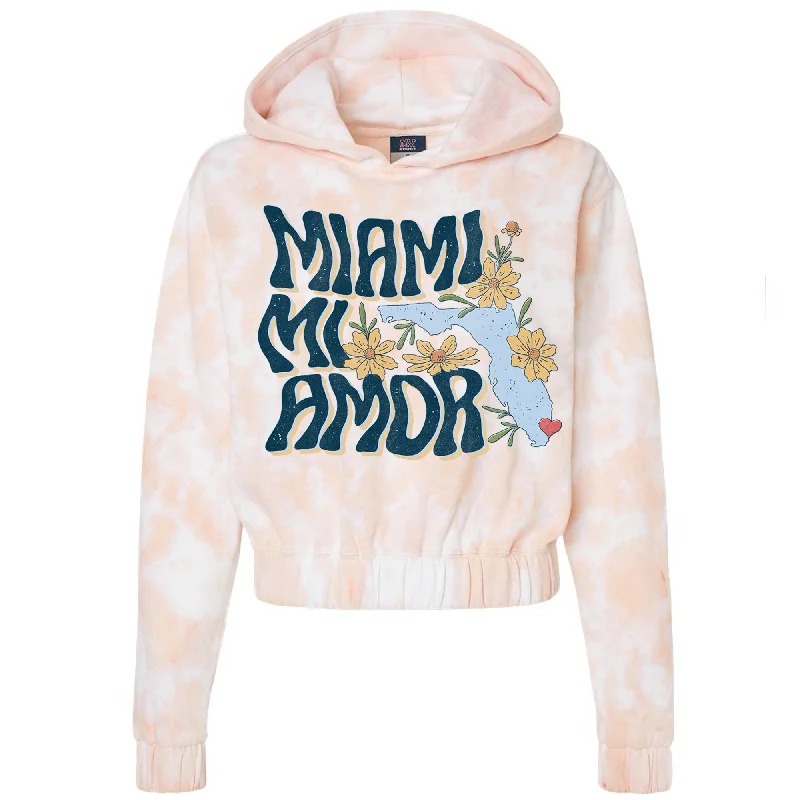Price Drop Miami mi Amor Florida Tie-Dyed Cropped Hoodie