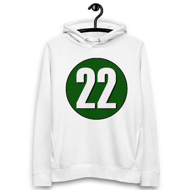 YEAR-End Clearance Unisex pullover hoodie: White on Hunter Green 22
