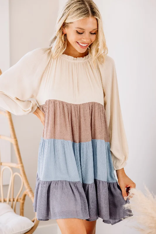 Members Only Near To My Heart Dusty Blue Colorblock Dress
