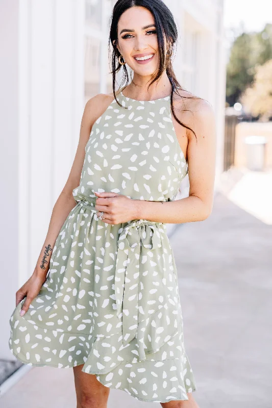 Instant Savings Just Go With It Green Tea Spotted Dress