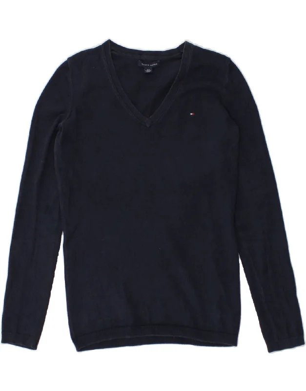 Special Savings TOMMY HILFIGER Womens V-Neck Jumper Sweater UK 2 2XS Navy Blue Cotton Special Savings TOMMY HILFIGER Womens V-Neck Jumper Sweater UK 2 2XS Navy Blue Cotton