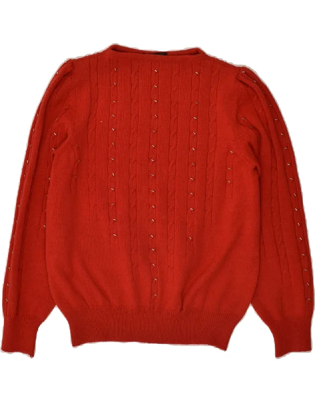 Fantastic Offers VINTAGE Womens Boat Neck Jumper Sweater UK 14 Large Red