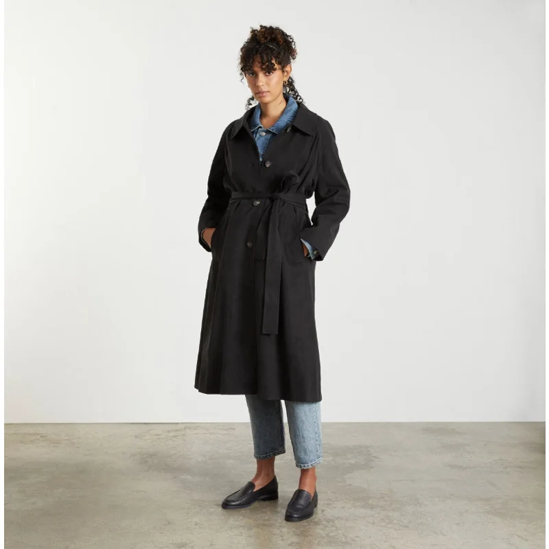 Price Meltdown Everlane Womens The Gathered Drape Trench Coat XS Black NWT