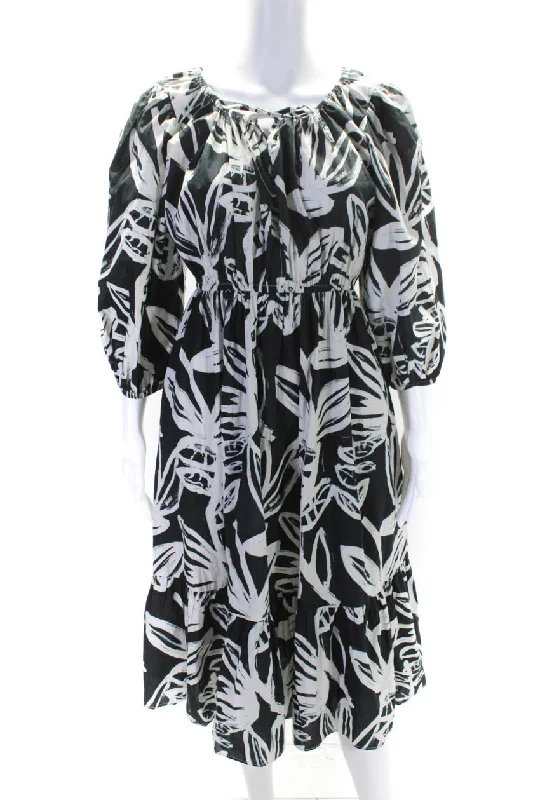 Price Rollback Kerri Rosenthal Womens Cotton Harbor Sing Sing Abstract Dress Black