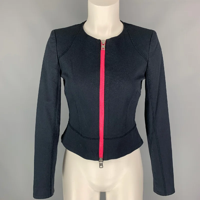 Weekend Deal MCQ by ALEXANDER MCQUEEN Size 4 Navy & Fuchsia Cotton Cropped Jacket
