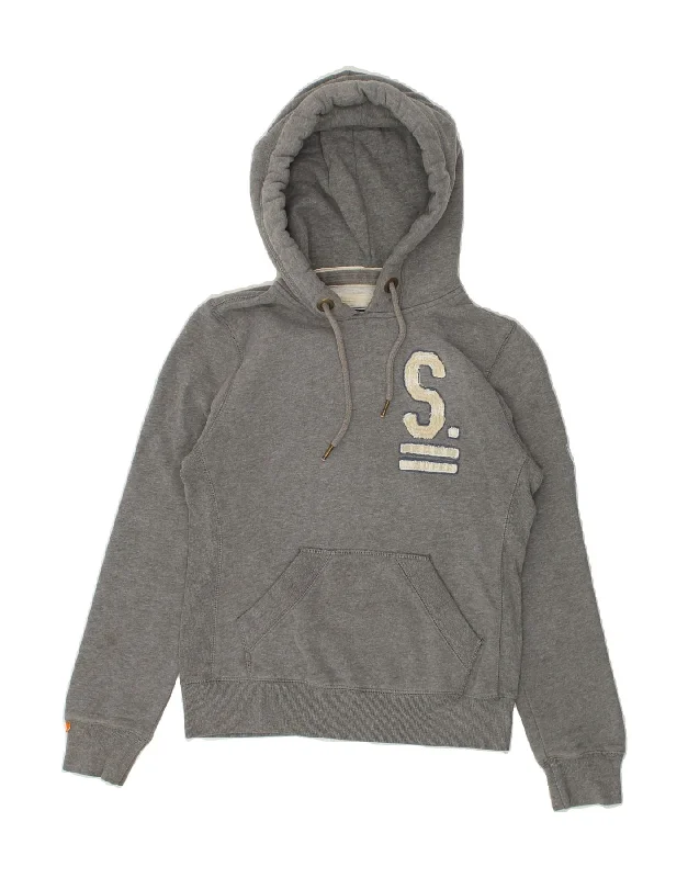 Early Access SUPERDRY Womens Graphic Hoodie Jumper UK 14 Medium Grey Cotton