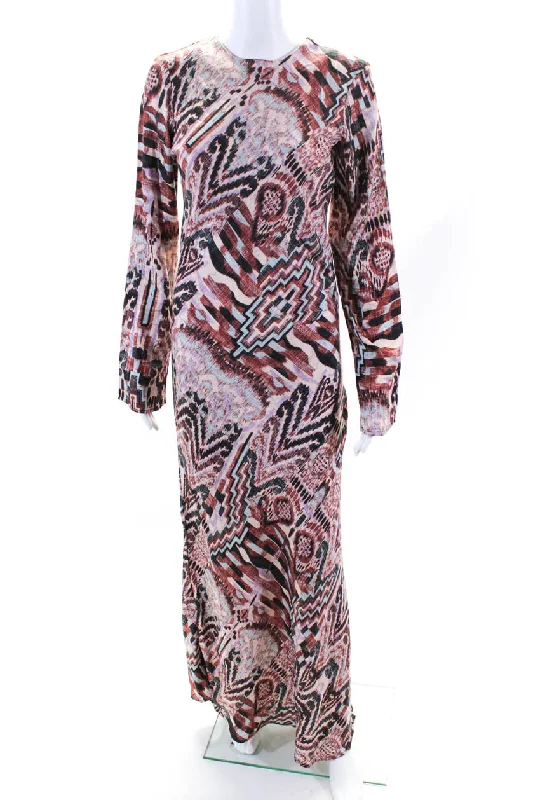 Price Cut Mariacher Womens Junin Catia Striped Long Sleeve Maxi Dress Brown