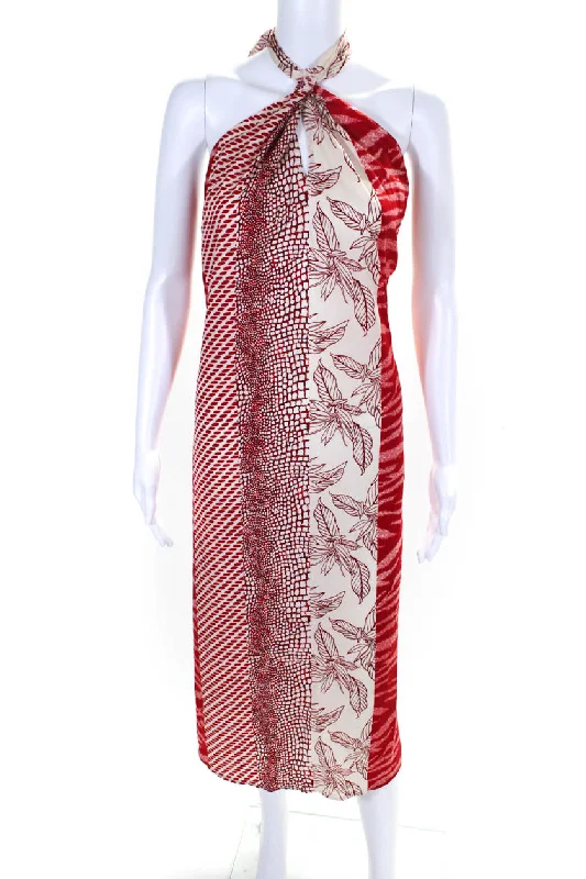 Inventory Reduction Banana Republic Womens Floral Print Colorblock Backless Halter Dress Red Inventory Reduction Banana Republic Womens Floral Print Colorblock Backless Halter Dress Red