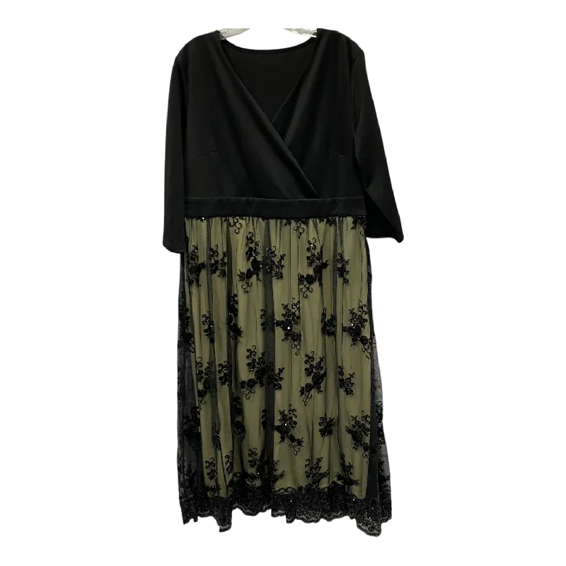 Members Only Dress Party Long  In Black & Cream, Size:1X