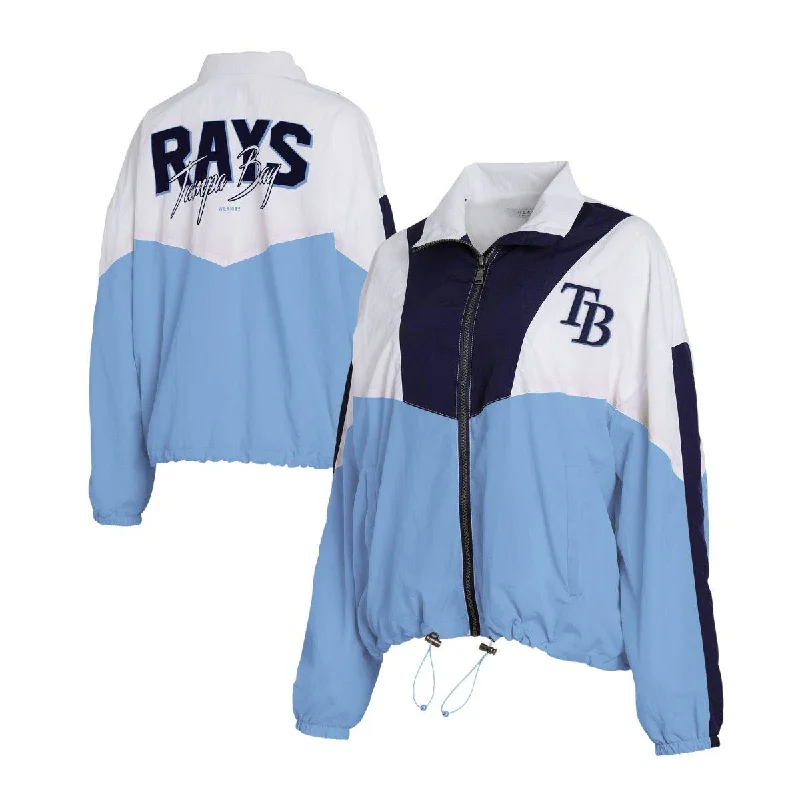 Year-End Clearance Rays Women's WEAR by Erin Andrews Blue Colorblock Full-Zip Windbreaker Jacket