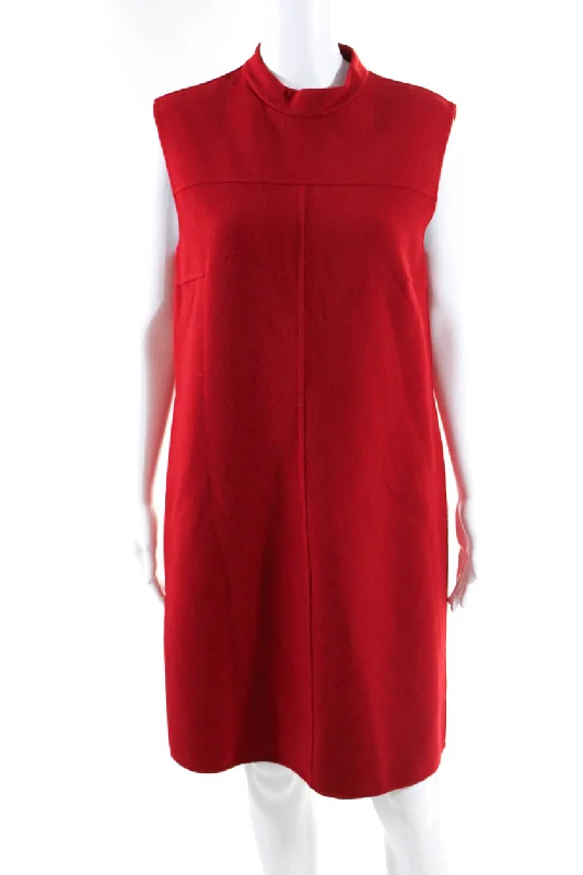 One-DAY Sale Michael Kors Collection Womens High Neck Sleeveless Shift Dress Red Wool One-DAY Sale Michael Kors Collection Womens High Neck Sleeveless Shift Dress Red Wool