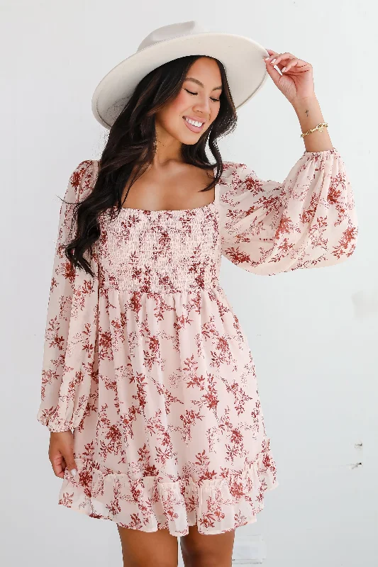 Clearance Items FINAL SALE - Authentic Glamour Blush Floral Mini Dress