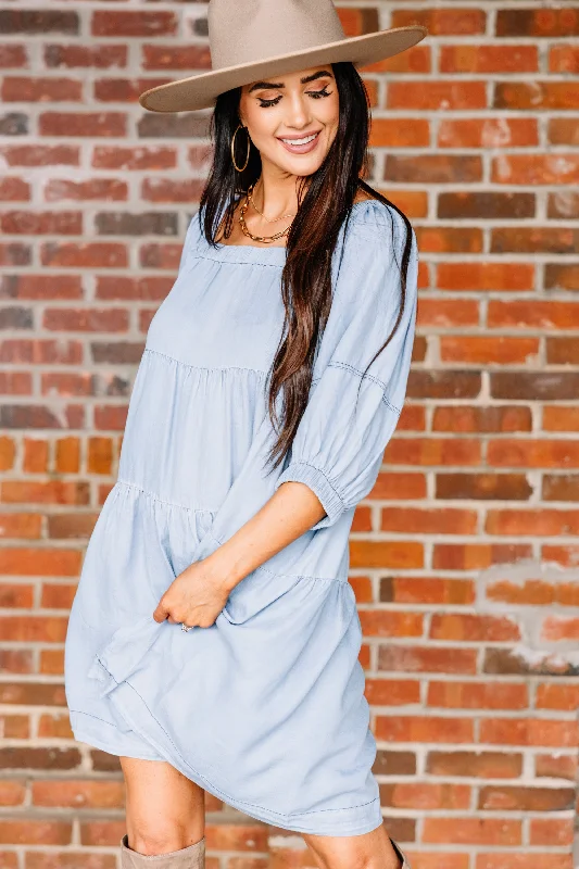 Exclusive Savings Full Of Ideas Light Blue Babydoll Dress