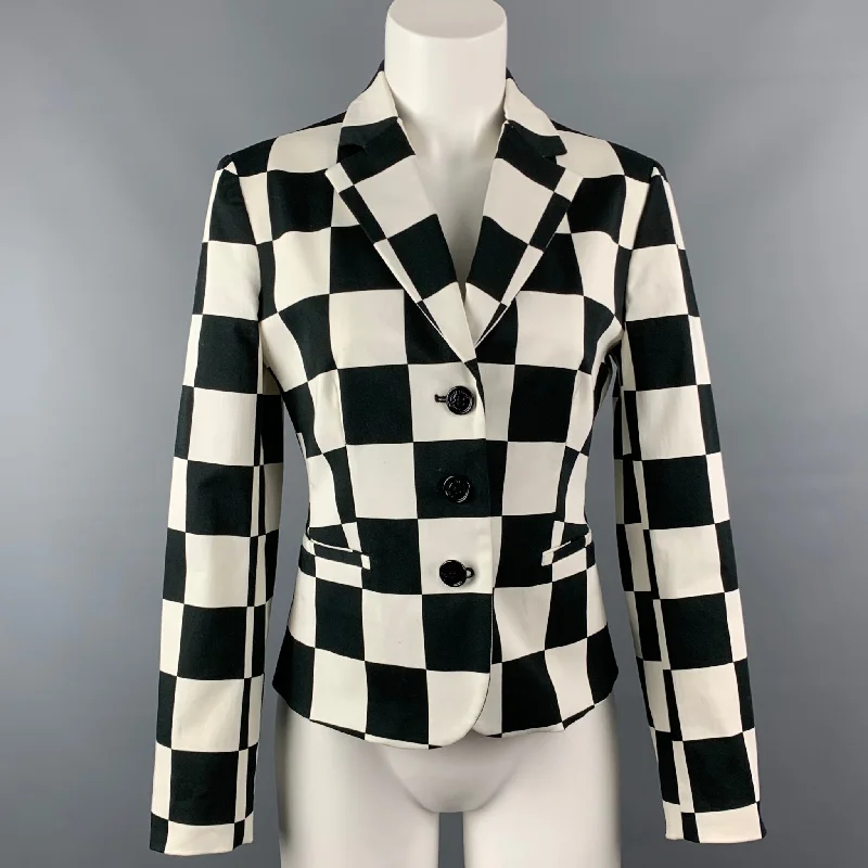 Flash Deals LOVE MOSCHINO Size 6 Black & White Checkered Cotton Jacket