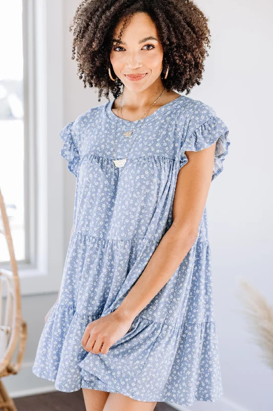 Don't Wait Well Wishes Blue Ditsy Floral Dress