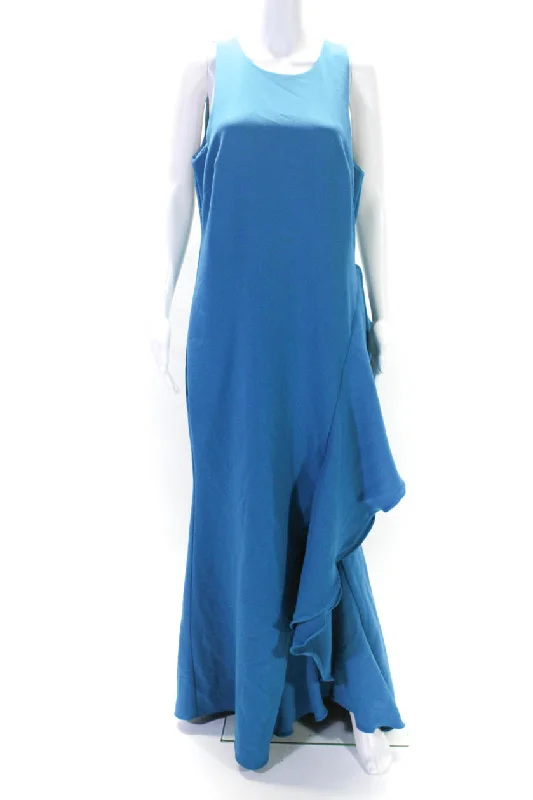 Today’s Deal Badgley Mischka Womens Bright Aqua Ruffle Gown Blue