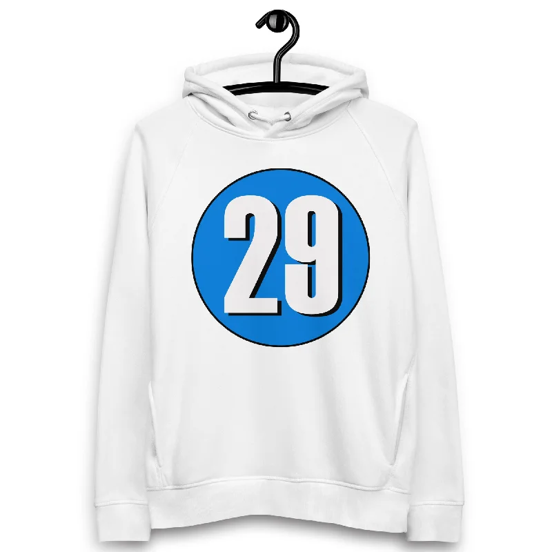 Lowest Prices Unisex pullover hoodie: White on Blue 29