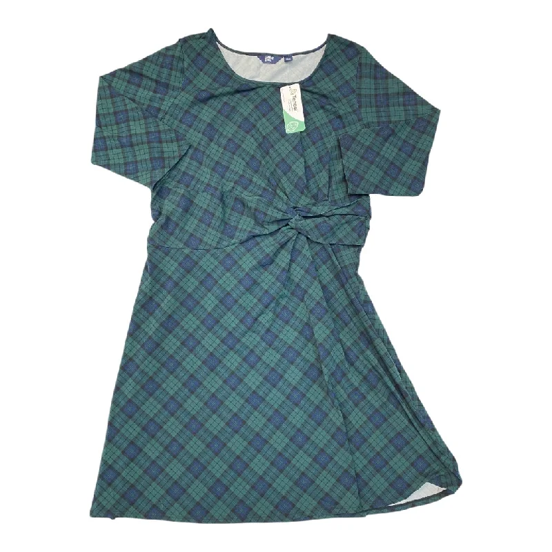 Overstock Dress Casual Midi By Lands End In Plaid Pattern, Size: 1x