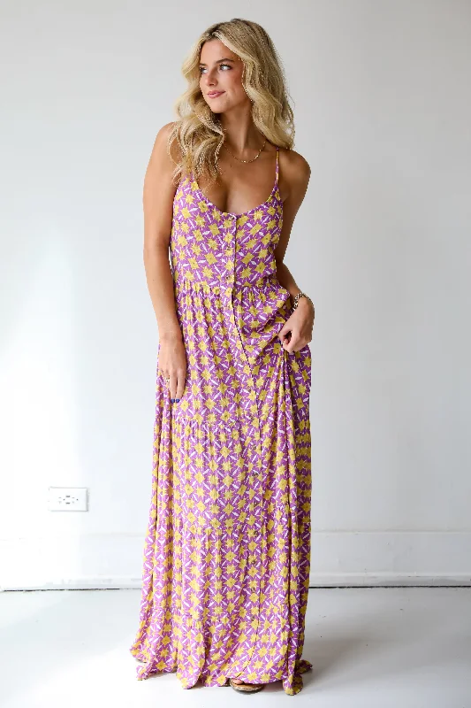 Limited Stock FINAL SALE - Easily Radiant Purple Tiered Maxi Dress