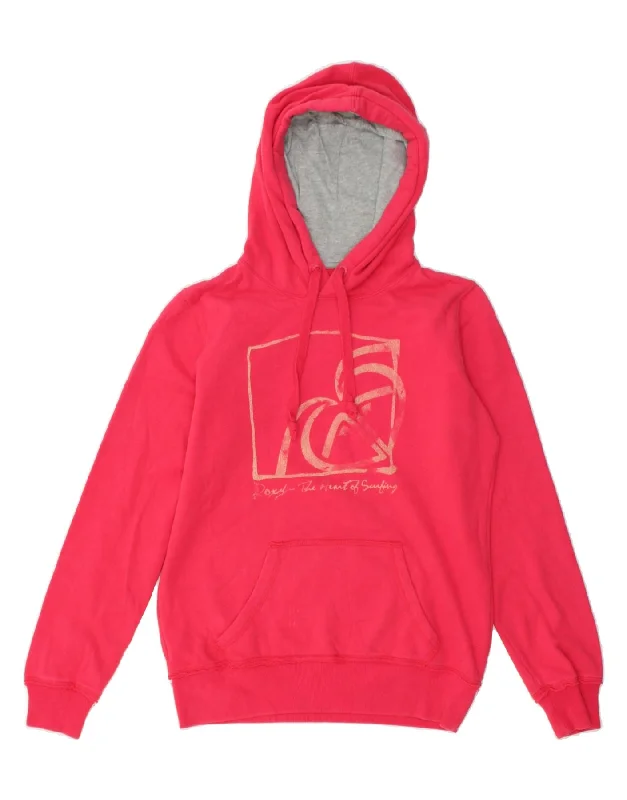 Quick Sale ROXY Womens Graphic Hoodie Jumper UK 16 Large Pink Cotton