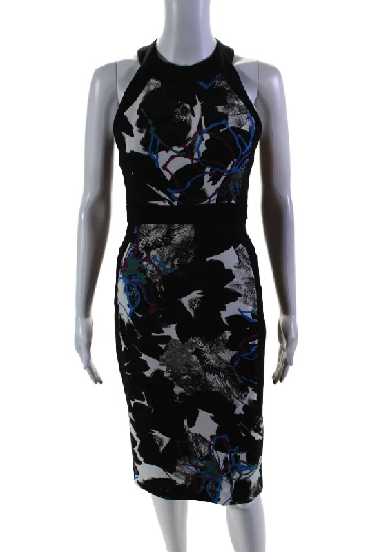 Exclusive Offers Badgley Mischka Womens Floral Print High Neck Lined Pencil Dress Black Exclusive Offers Badgley Mischka Womens Floral Print High Neck Lined Pencil Dress Black