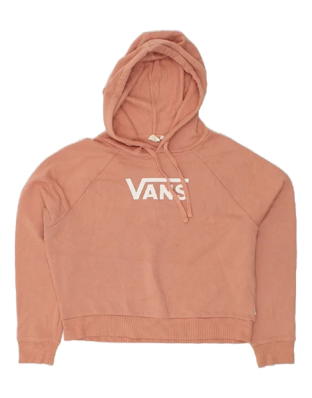 Closeout VANS Womens Oversized Graphic Hoodie Jumper UK 10 Small Orange Cotton