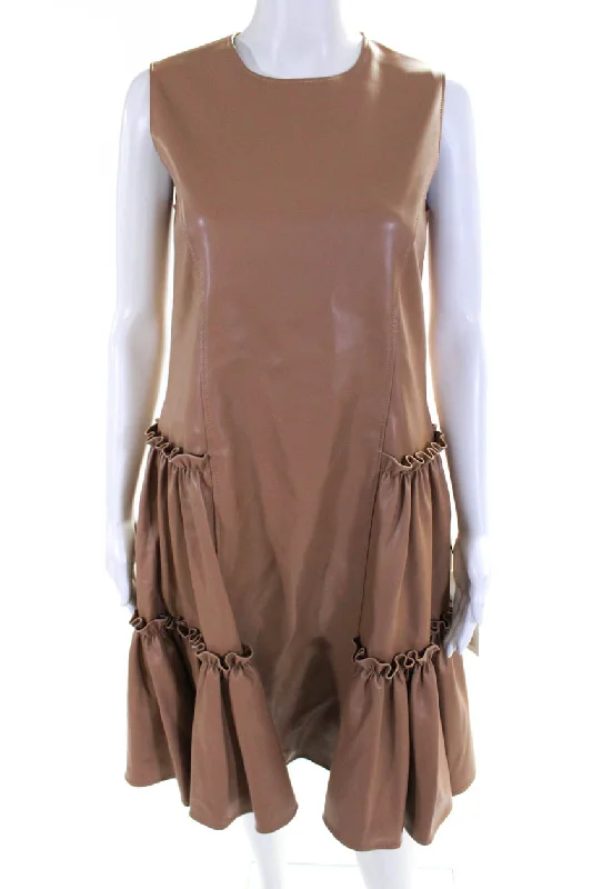 Super Sale Adeam Womens Ruched Dress Camel