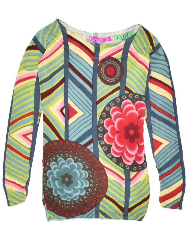 Early Access DESIGUAL Womens Boat Neck Jumper Sweater UK 8 Small Multicoloured Striped Early Access DESIGUAL Womens Boat Neck Jumper Sweater UK 8 Small Multicoloured Striped