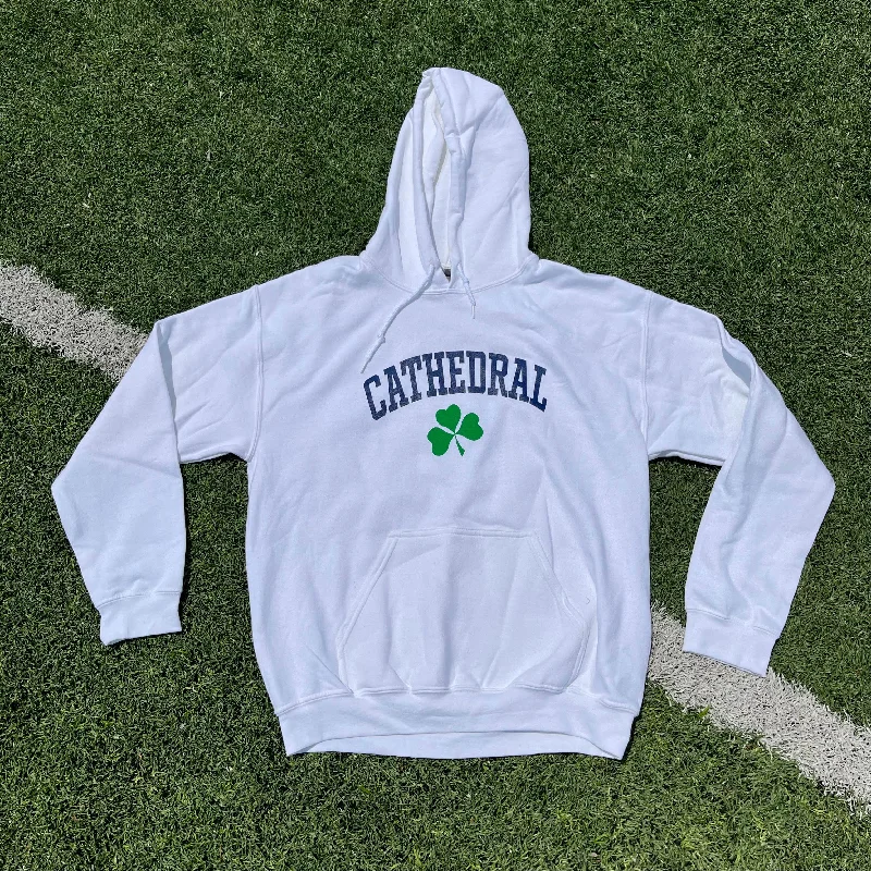 Time-Limited Offer White Shamrock Spirit Wear Hoodie