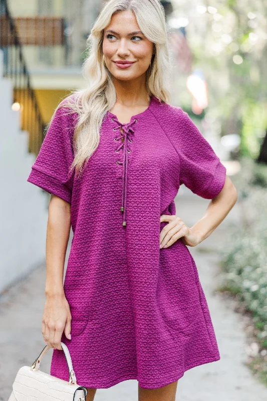 Year-End Clearance Feel This Way Plum Purple Textured Dress