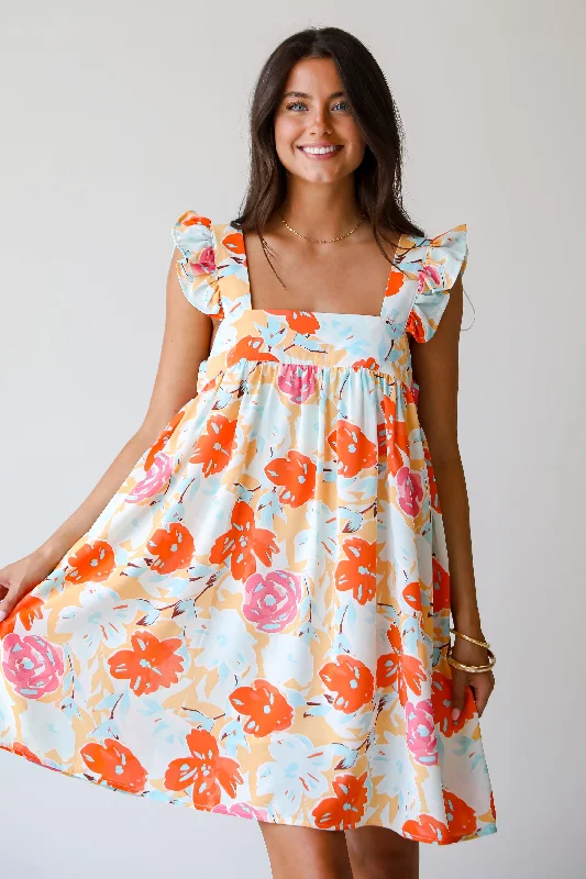 Special Savings FINAL SALE - Precious Destiny Orange Floral Mini Dress