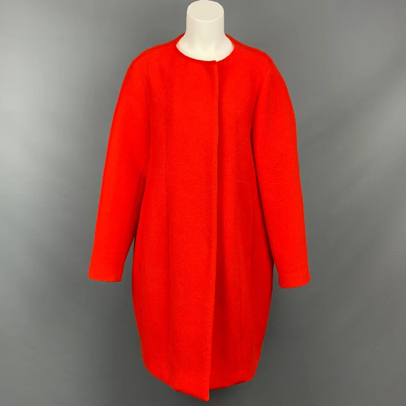 Price Fest NARCISO RODRIGUEZ Size 4 Red Wool Blend Collarless Coat