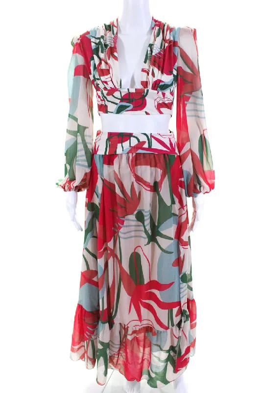 Buy Now PatBO Womens Cut Out Waist Rio Plunge Maxi Dress Multi Colored